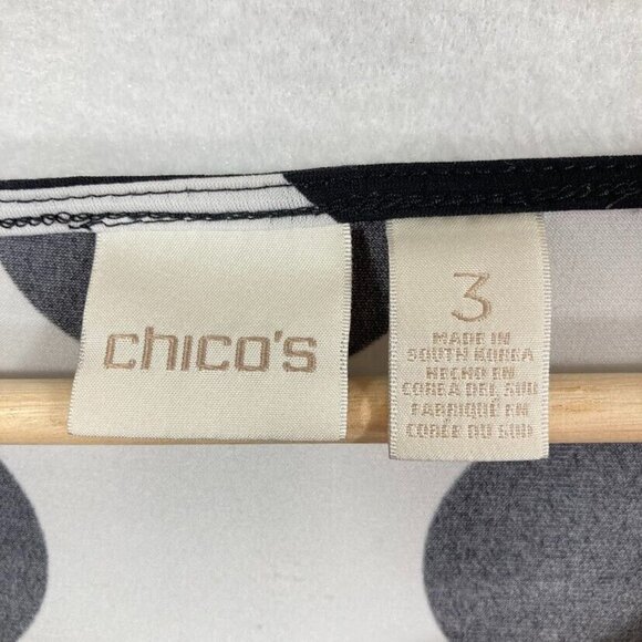 Chico's Black And White Short Sleeve Polka Dot Top XL - Picture 3 of 5